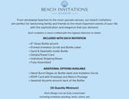 Informational text for Beach Invitations Studio on a light blue background