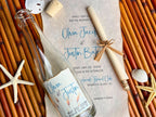 Cattails theme wedding invitation with a glass bottle